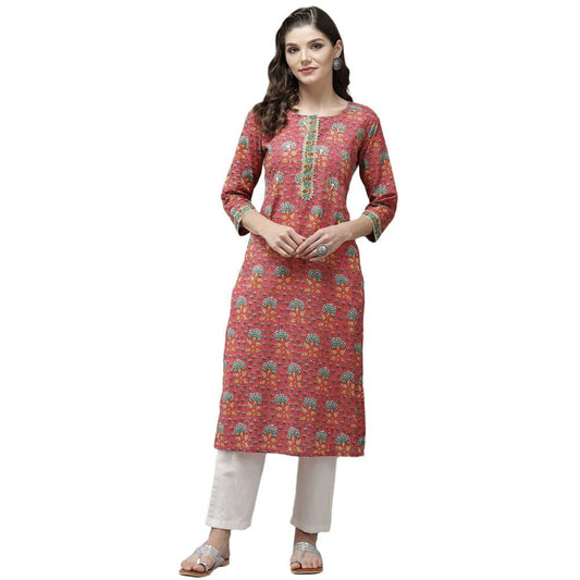 anubhutee Womens Ethnic Motifs Printed Regular Gotta Patti Kurta with Trousers