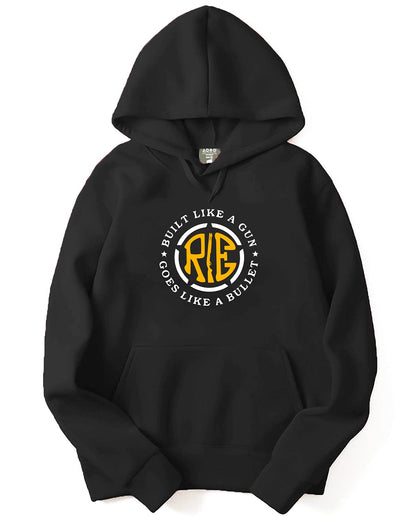 ADRO Men's Cotton Neck Hooded Sweatshirt (H21-M-BUL-BL_Black)