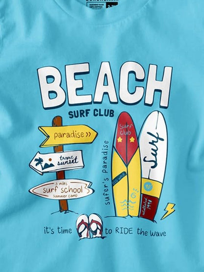 Bon Organik Boys Regular Fit T-Shirt (BON11675_Sky Blue