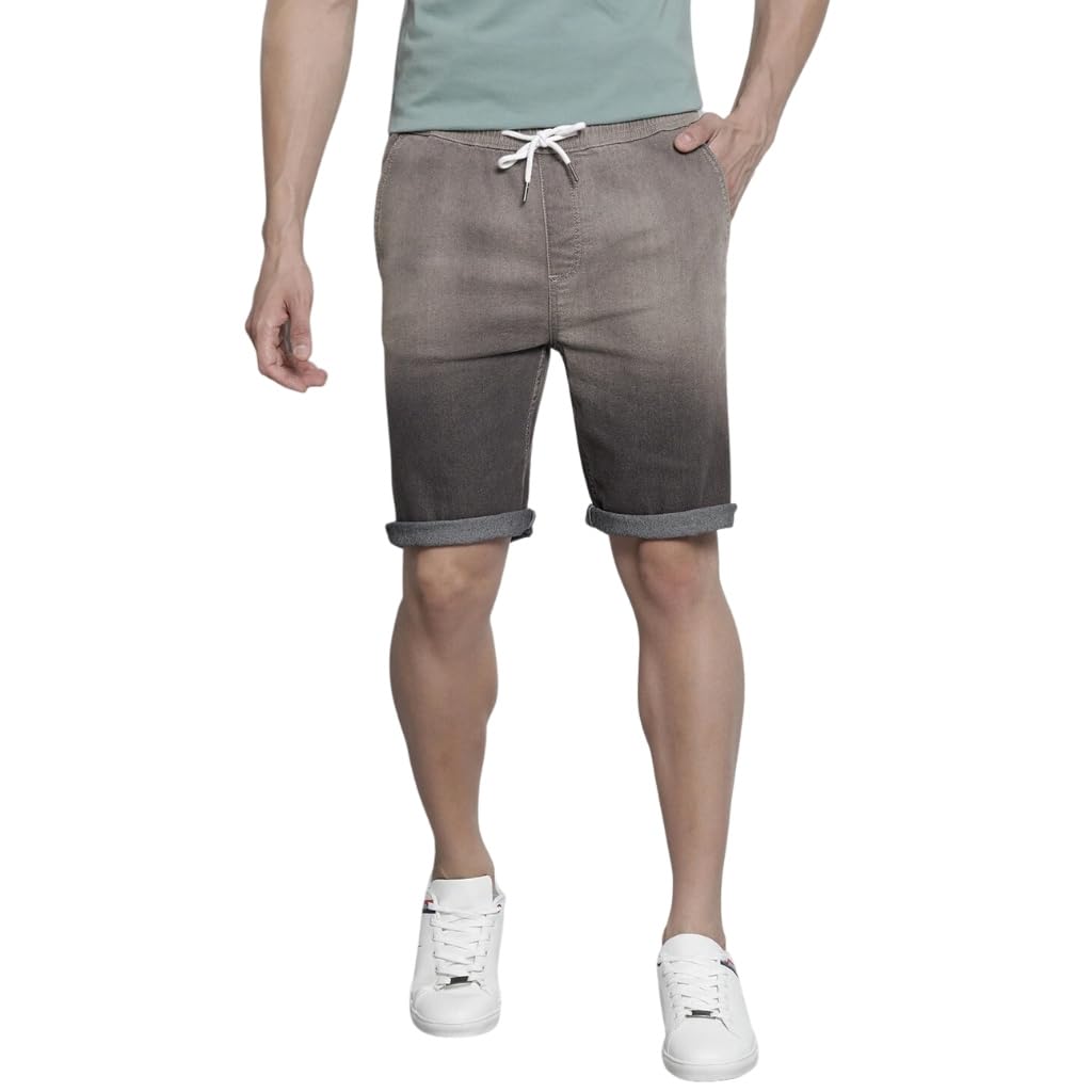 The Indian Garage Co Men Regular Fit Solid Mid-Rise Denim Shorts