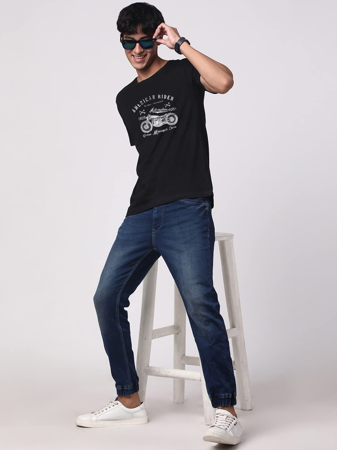 ADRO Men's Regular Fit T-Shirt (RN-M-AME-BL)