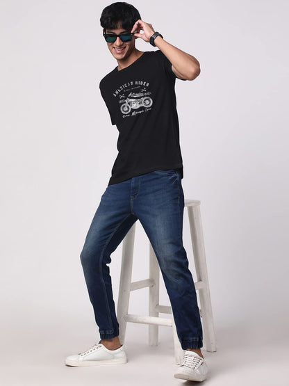 ADRO Men's Regular Fit T-Shirt (RN-M-AME-BL)