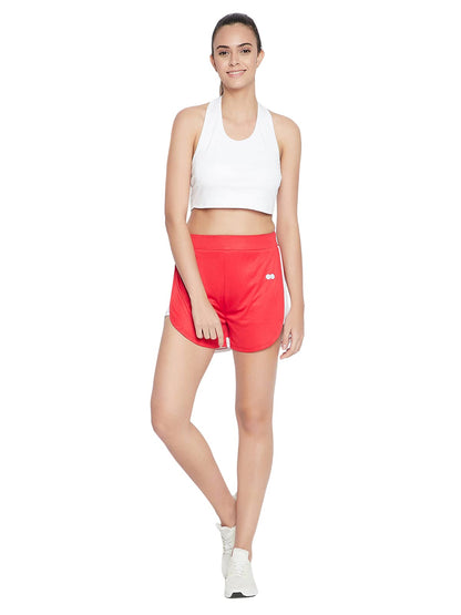 Clovia Womens Activewear Mid Rise Sports Shorts (AB0069P09_Maroon_XL)