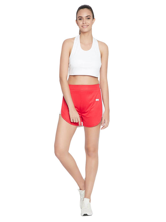 Clovia Womens Activewear Mid Rise Sports Shorts (AB0069P09_Maroon_XL)