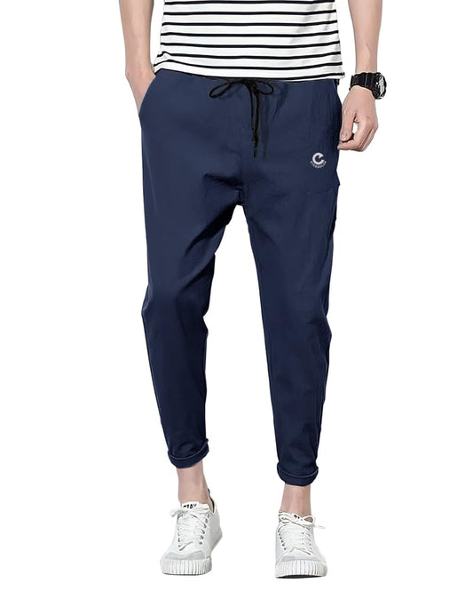 Eyebogler MenS Solid Brand Logo Track Pants Navy Blue