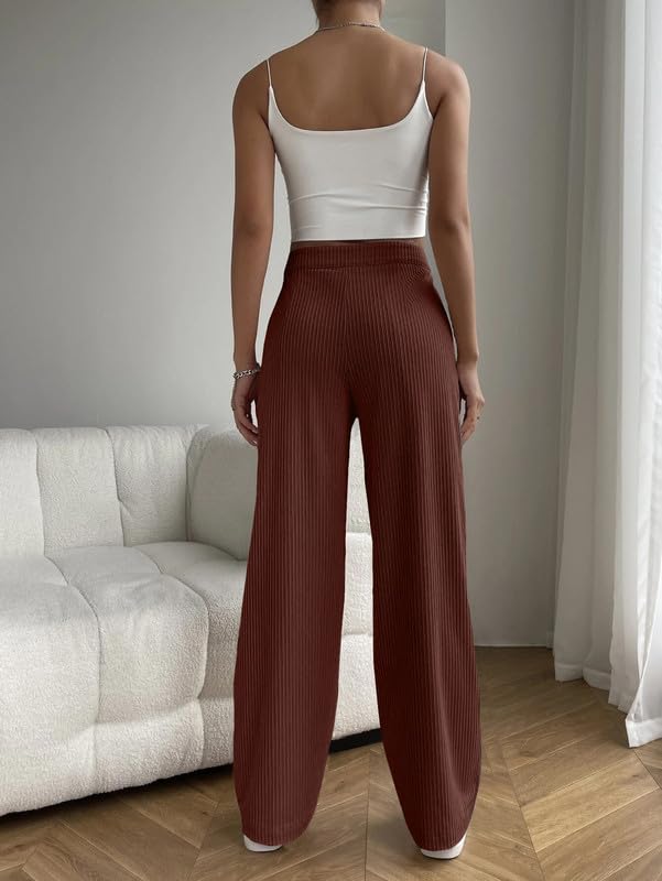 Pinkmint Women Rib Trouser l Regular Fit High Waisted Korean Trouser l Comfortable & Stylish Pants l Office & Casual Wear (Pack