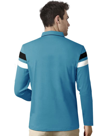 Eyebogler Polo Neck Striped Tshirt For Men