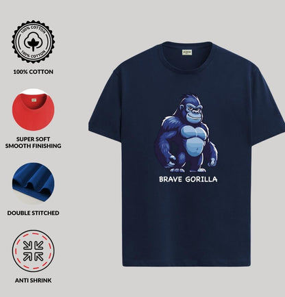 ADRO T Shirts for Boys & Girls || Gorilla Printed T-Shirt || Ages 3-14 || 100% Cotton Round Neck Tshirt for Boys & Girls||KRN-GO