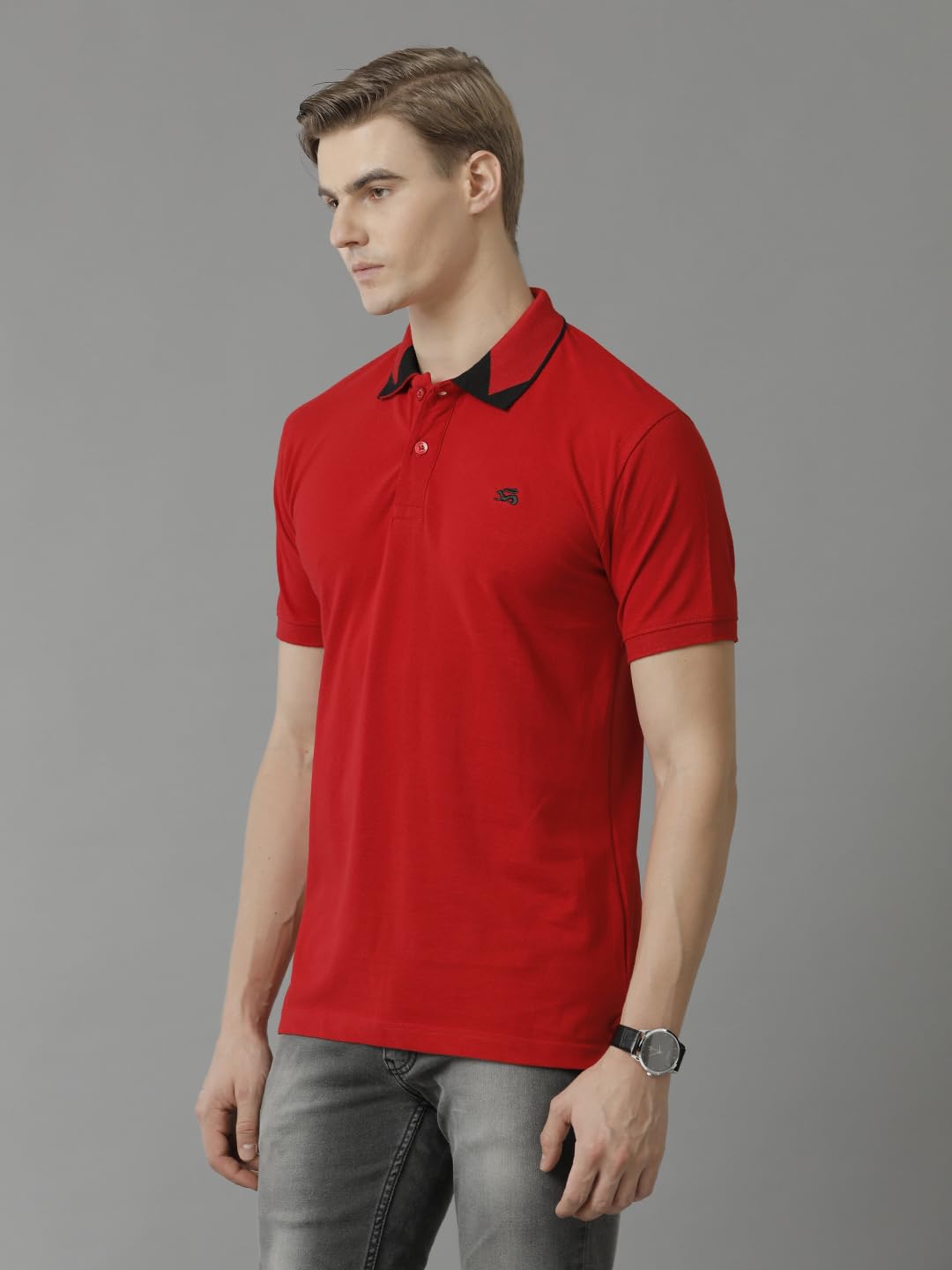 ADRO Premium Cotton Polo for Men (PN23-H-PLN-RD_Red)