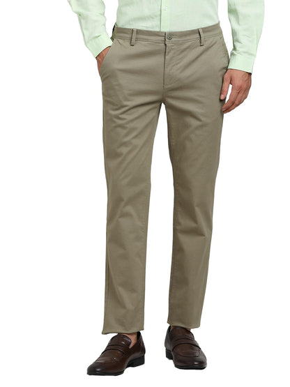 Turtle Men Cotton Stretch Ultra Slim Fit Olive Casual Trouser