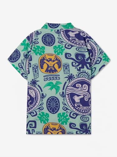 The Souled Store Disney: Maui The Strongest Boys Short Sleeves Collared Neck Button Front Blue All Over Printed Cotton Shirts
