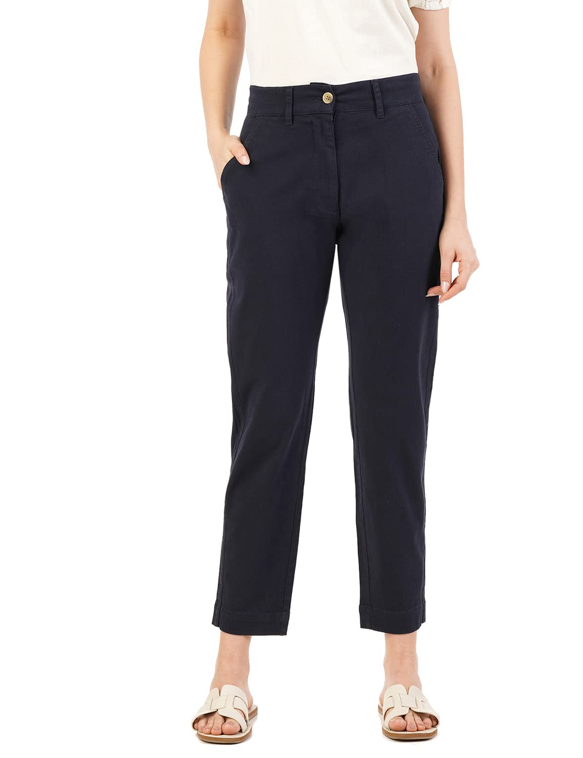 FYLTR Womens Regular Stretch Cotton, Comfortable, Soft Khaki Trousers