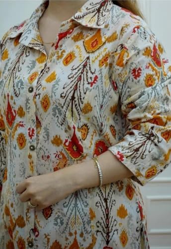 Greciilooks Rayon Below The Knee Formal Travel Floral Printed Ethnic Co-Ord Kurta Set For Women (Available In 2Xl And 3Xl) (Gl-W
