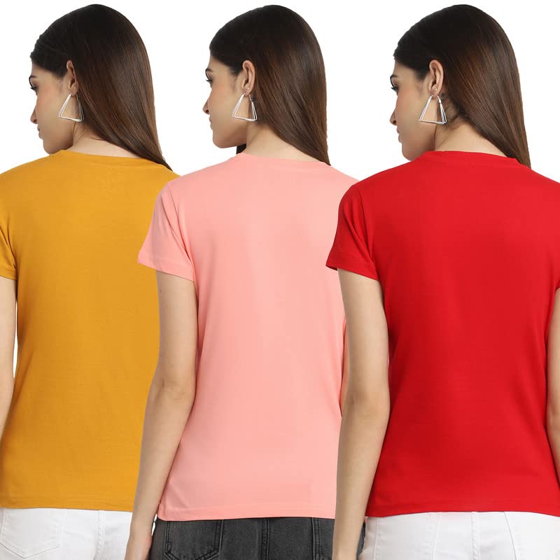 Preneum Womens Cotton Regular Fit Latest Graphic Stylish Printed Short Sleeves Casual T-Shirt || Latest Trendy & Style (Pack 3)