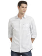 Turtle Men 100% Cotton Slim Fit White Check Full Sleeve Casual Shirt