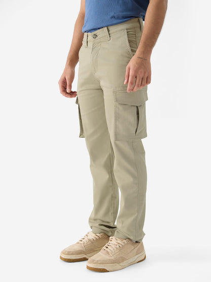 The Souled Store Solids: Champagne Men and Boys Regular Fit Cargo Pants