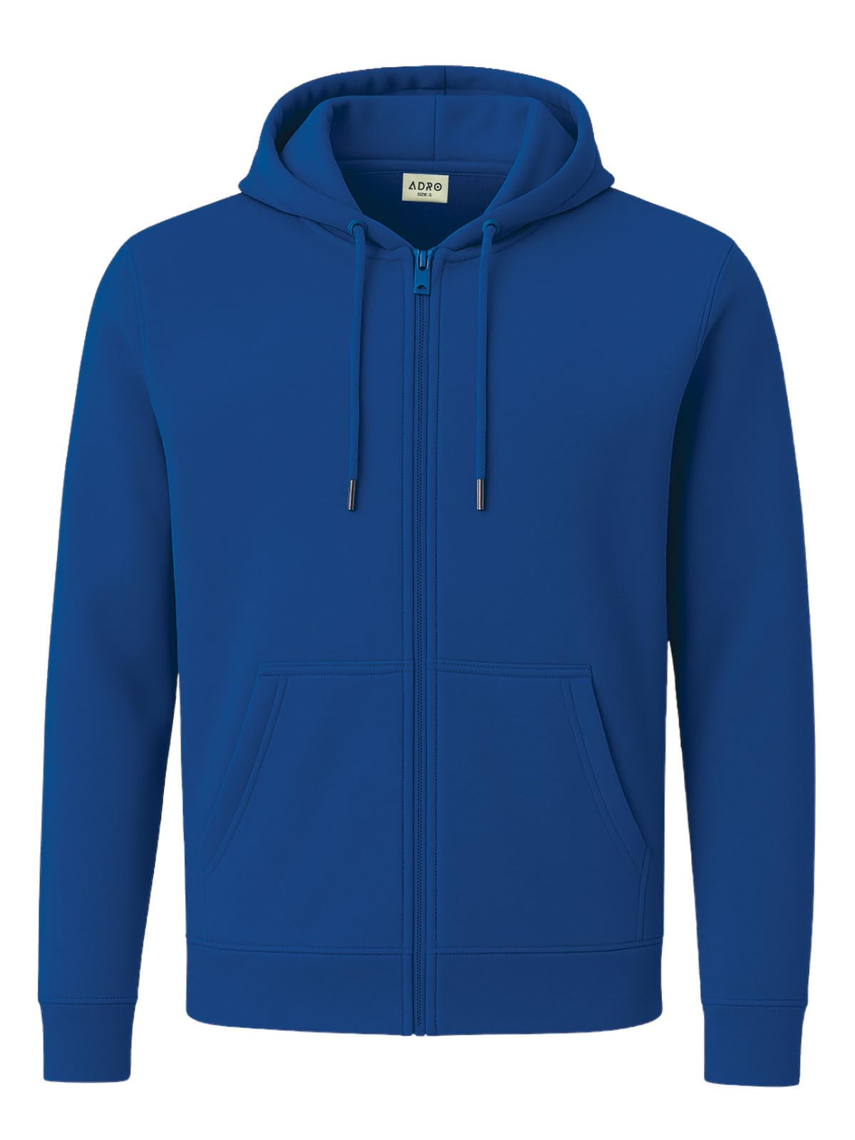 ADRO Men's Cotton Neck Hooded Sweatshirt (ZHH-24-PLN-RB_Royal Blue