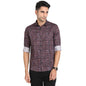 Turtle Men Cotton Tencel Slim Fit Brown Printeds Party Shirt