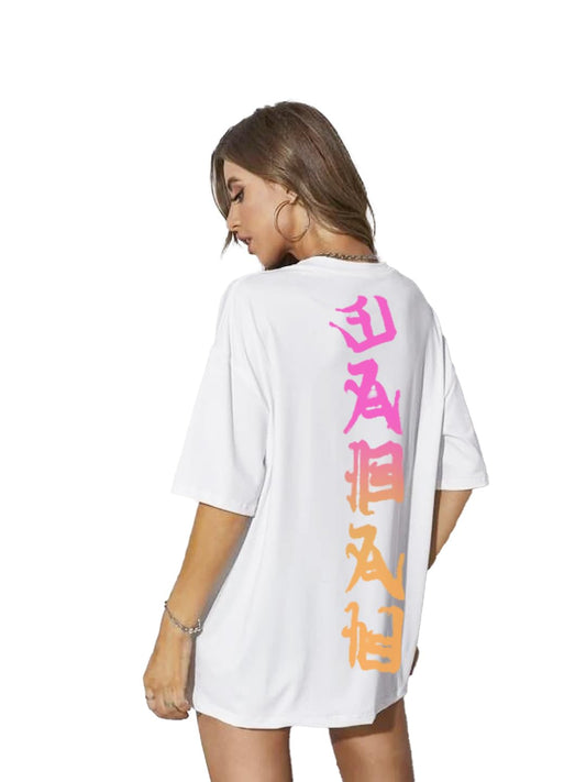 RIGO Womens Printed Oversized Fit T-Shirt (WCT02231554_White2