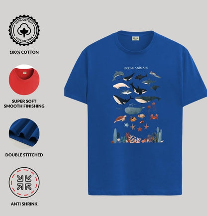 ADRO T Shirts for Boys & Girls || Ocean Sharks Printed T-Shirt || Ages 3-14 || 100% Cotton Round Neck Tshirt for Boys & Girls||K