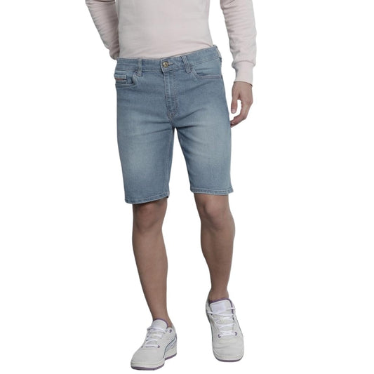 The Indian Garage Co Men Slim Fit Two Toned Mid-Rise Denim Shorts