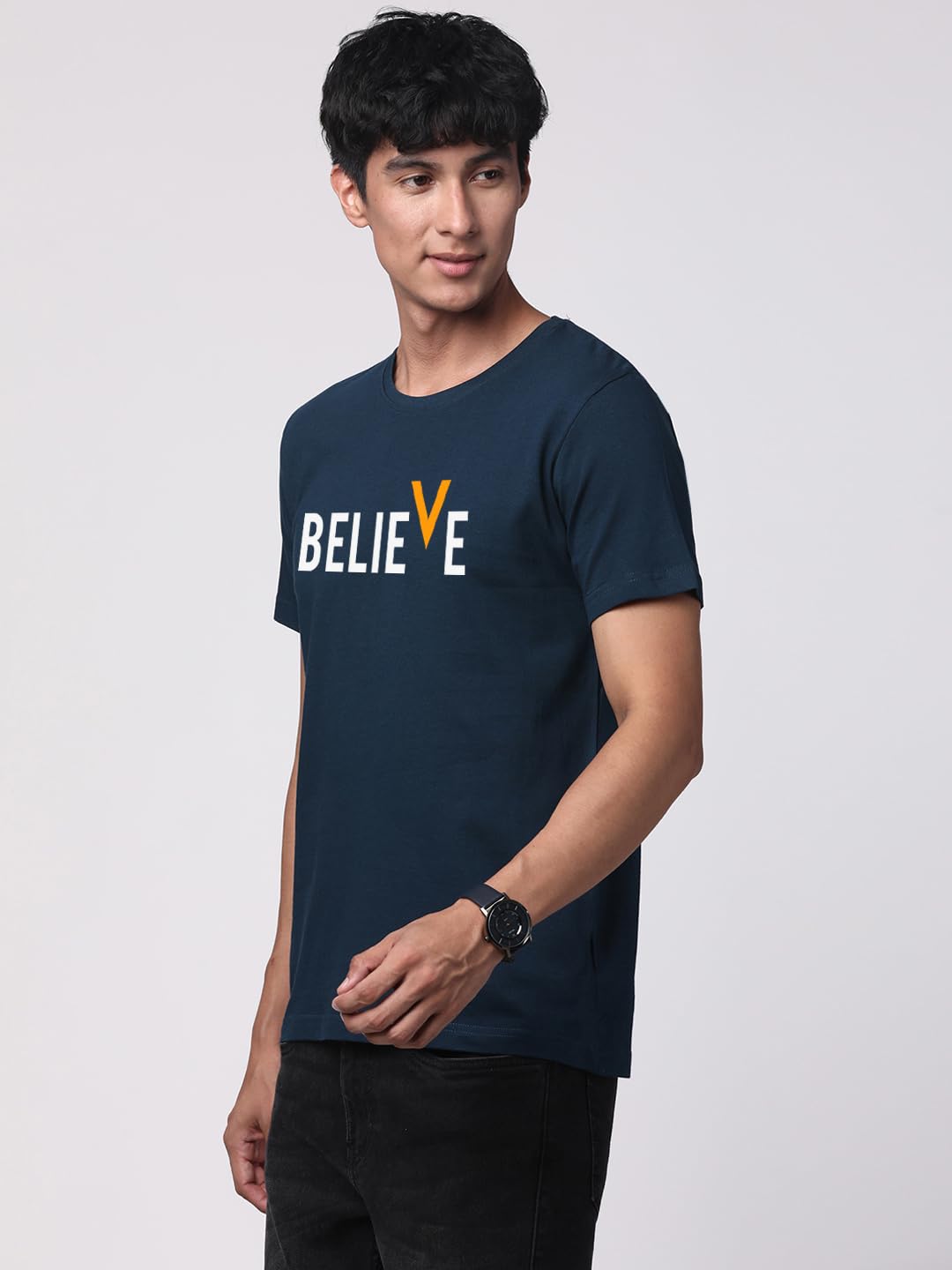ADRO Men's Believe Design Printed T-Shirt (M)