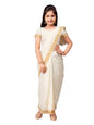 Aarika Girls Ethnic Wear Cream Colour Onam Cotton Blend Saree (3-9 Years)