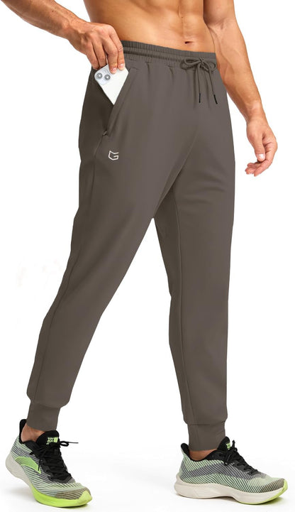 CB-COLEBROOK Mens Fleece Joggers with Zipper Pockets Solid TreckPants Water Resistant Athletic Workout Gym Sweatpants for Men (