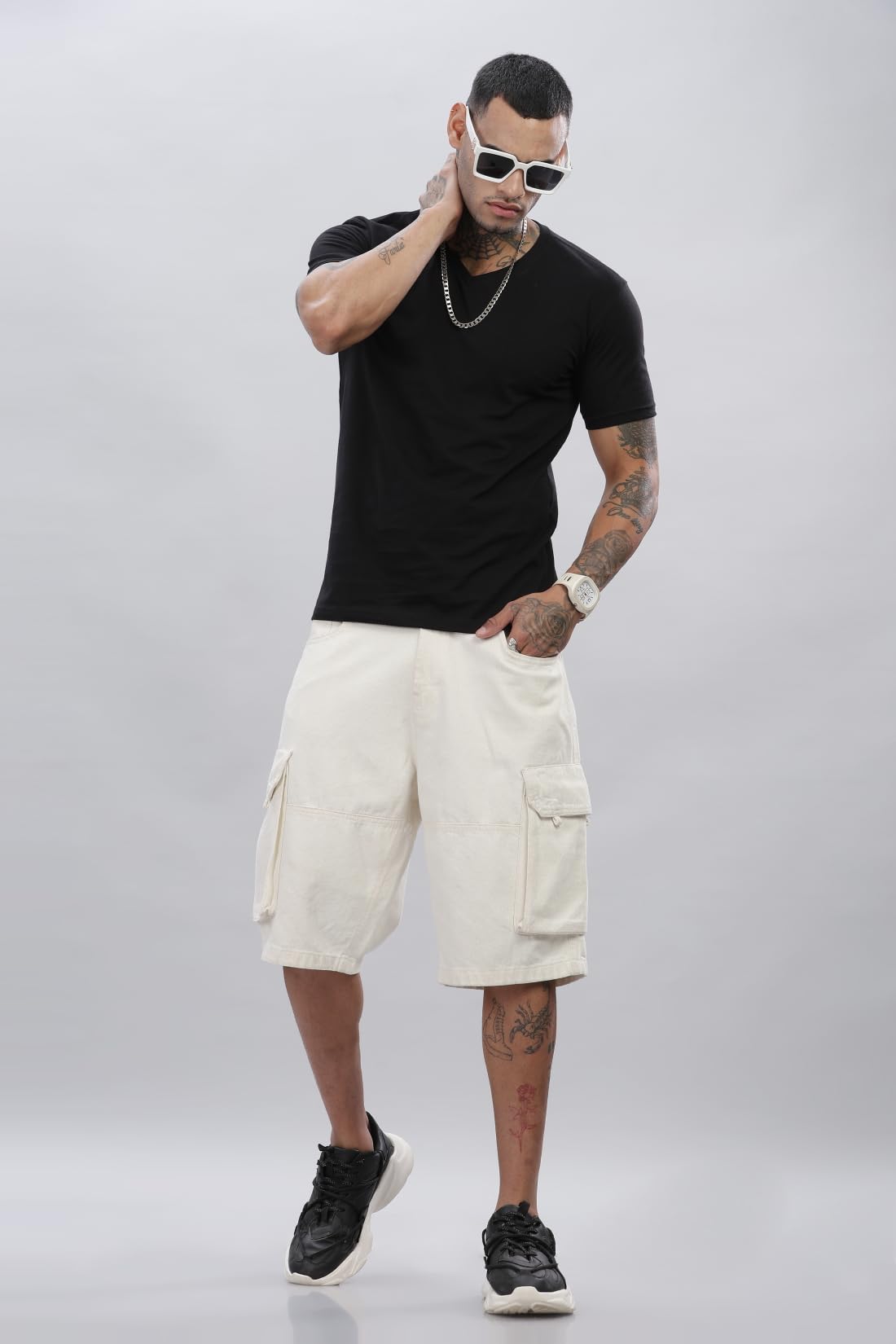 ADRO V-Neck T Shirt for Men, 100% Cotton Vneck Tshirt is Ideal for Casual wear, Workouts and Loungewear, Adding a Stylish Touch.