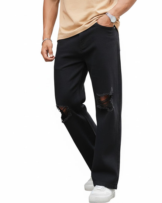 Bewakoof Mens Baggy Straight Fit Jeans_624268_Black_38