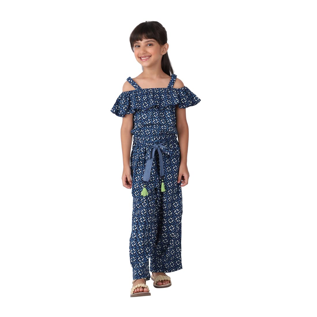 Fabindia Kids Cotton Printed Jumpsuit Indigo_4-6Y