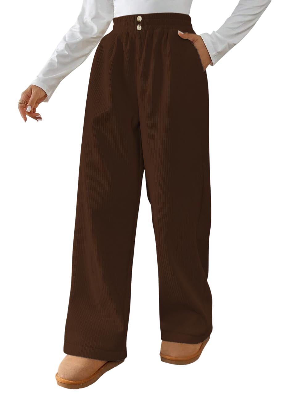 SMOWKLY Authentics Womens Trendy Casual Cotton Blends Stretchable Baggy Loose Trouser with Pockets || High Rise Elastic Waist G