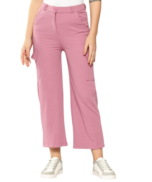 Aarika Girls Casual Wear Pink Colour Solid Nylon Pant (9-14 Years)