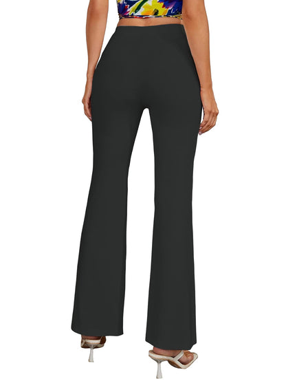Shasmi Black Womens Yoga Dress Pants Stretchy Work Slacks Business Casual Office Bell-Bottom/Boot-Cut Elastic Waist Regular Fit