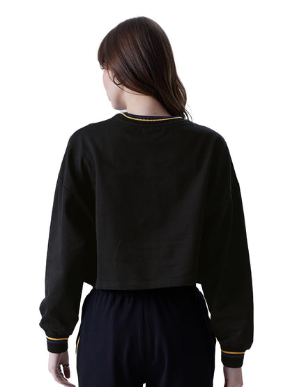 The Souled Store TSS: Black & Blue Women and Girls Oversized fit Full Sleeve Solid Cotton Multi Color Women Oversized Cropped T-