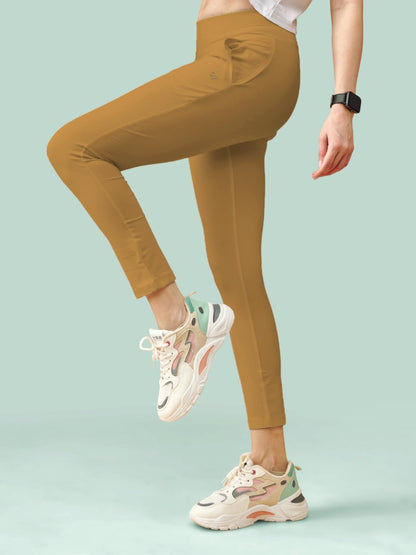 Lyra Premium Cotton Lycra High Waist Ankle Leggings For Women