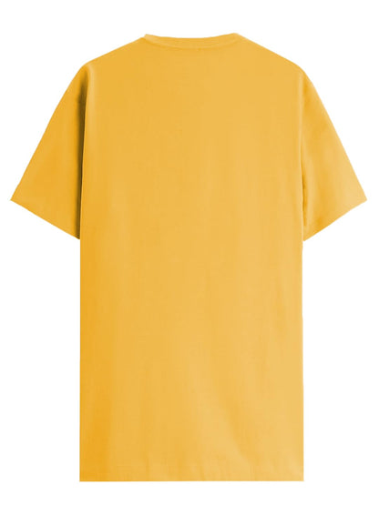 ADRO Sports Design Printed T-Shirt for Men - 100% Cotton, Regular Fit, Soft Breathable Fabric. (RN23-M-SPR-MU_Mustard)