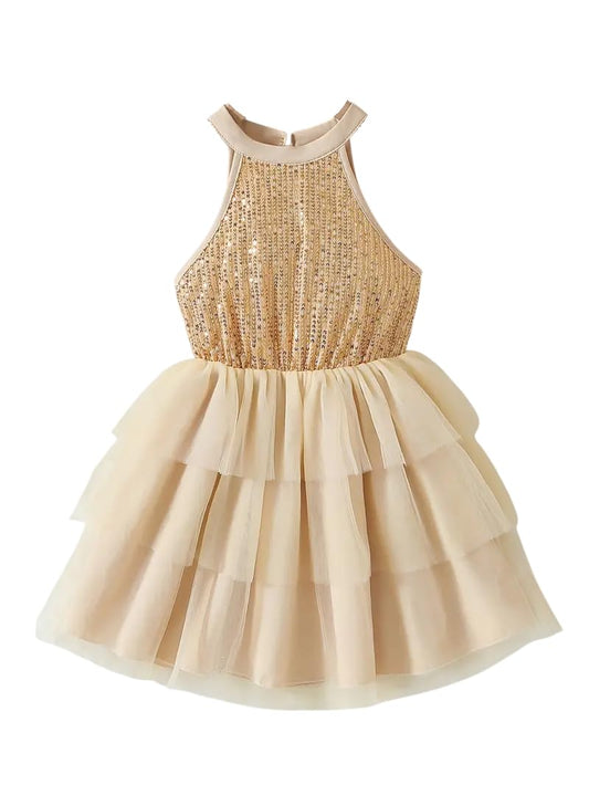 TAGAS Girls Princess Dress || Girls Frock || Birthday Dress Babygirls|| (KD-65) Golden