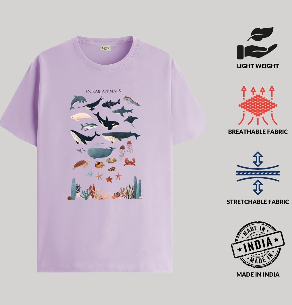 ADRO T Shirts for Boys & Girls || Ocean Sharks Printed T-Shirt || Ages 3-14 || 100% Cotton Round Neck Tshirt for Boys & Girls||K
