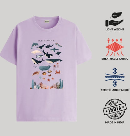 ADRO T Shirts for Boys & Girls || Ocean Sharks Printed T-Shirt || Ages 3-14 || 100% Cotton Round Neck Tshirt for Boys & Girls||K