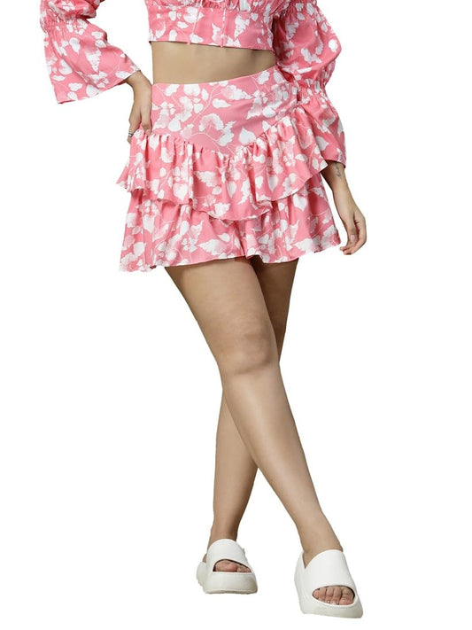OOMPH! Mini Skirts for Women Pink - msk146