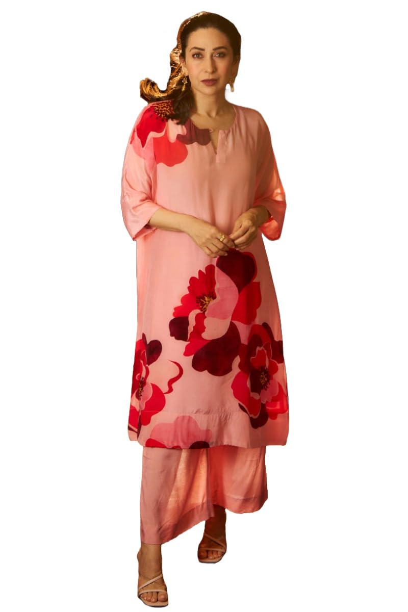 Anni Designer WomenS Cotton Blend Regular Length Printed Co-Ord Set (Ganj Co Pink_S_Pink_Small)