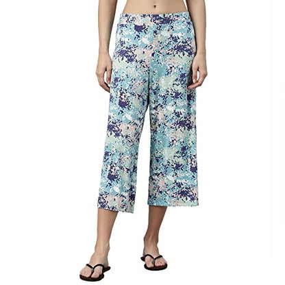 Enamor Essentials Womens Slim Fit Mid Rise Crop Length Soft & Drapey Stretch Viscose Culottes with Smart Side Slits - EA64(EA64