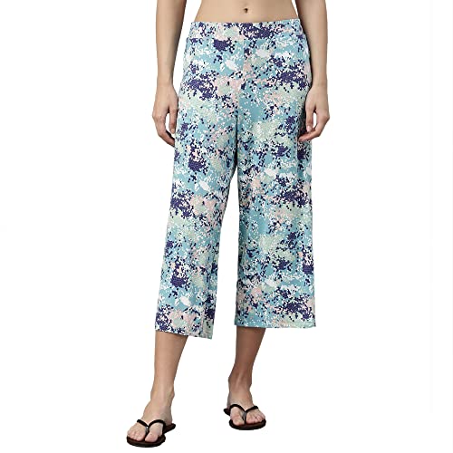 Enamor Essentials Womens Slim Fit Mid Rise Crop Length Soft & Drapey Stretch Viscose Culottes with Smart Side Slits - EA64(EA64