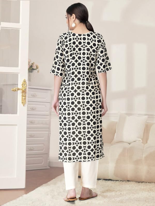 Pinkmint Kurta Set for Women Cotton Printed Straight Kurta with Pant (Pack of 1)
