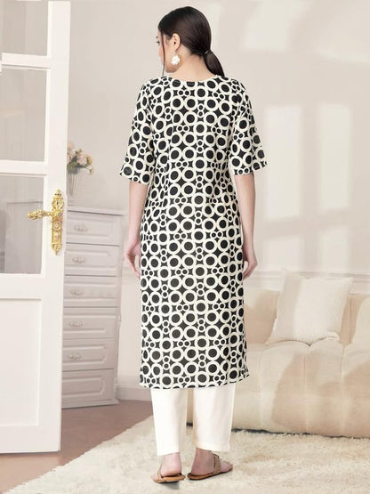 Pinkmint Kurta Set for Women Cotton Printed Straight Kurta with Pant (Pack of 1)