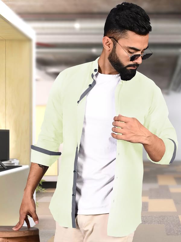 Tee Projekt Shirt for Men Cotton Spread Collar Button Down Long Sleeve Shirt Home, Regular, Home (Pack of 1)