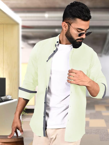 Tee Projekt Shirt for Men Cotton Spread Collar Button Down Long Sleeve Shirt Home, Regular, Home (Pack of 1)