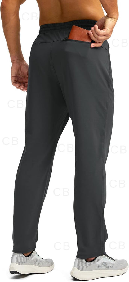 CB-COLEBROOK Mens Fleece Lined Winter Pants with 3 Zipper Pockets Warm Athletic Joggers Workout Running Sweatpants for Men Trec