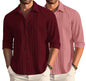 Deelmo Combo Of MenS Casual Button Down Shirts Long Sleeve Linen Shirt Fashion Textured Summer Shirts Pack Of 2